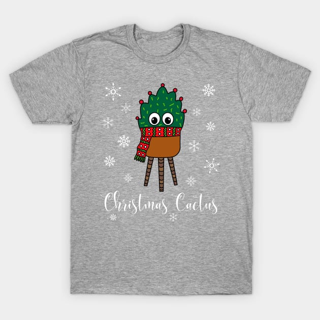Christmas Cactus - Christmas Cactus With Scarf T-Shirt by DreamCactus